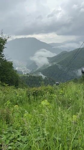 Rainy mountain drive documented in Estosadok, Russia
