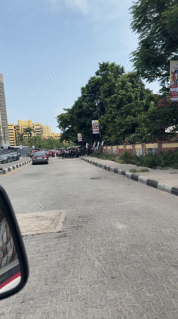 School children gather on street in Itirin, Nigeria
