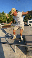 Rail grind on a sunny afternoon in l'Hospitalet de Llobregat