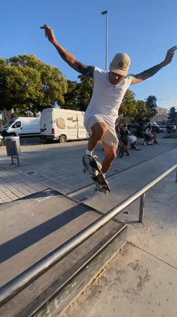 Rail grind on a sunny afternoon in l'Hospitalet de Llobregat
