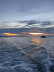 Sunset observed over water in Pattaya with dramatic skies