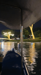 Nighttime paddle boat ride captured on Tashkent lake