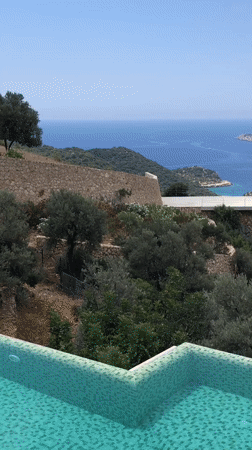 Morning at seaside villa in Kaş with pool and gardens