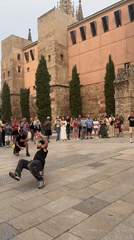 Breakdancers and street life around Barcelona's Gothic Quarter