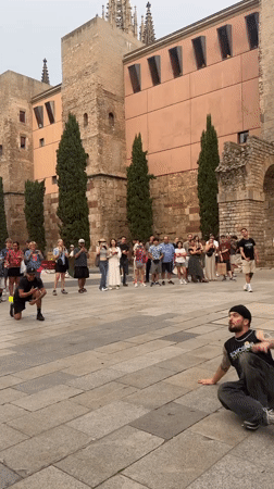 Breakdancers and street life around Barcelona's Gothic Quarter