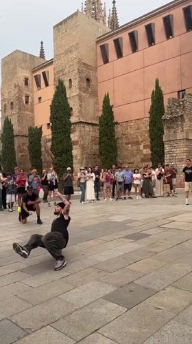 Breakdancers and street life around Barcelona's Gothic Quarter