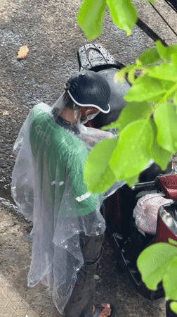 Rainy Da Nang morning: wet streets and a resting dragonfly