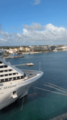 MSC Seaside cruise ship docked at Nassau port