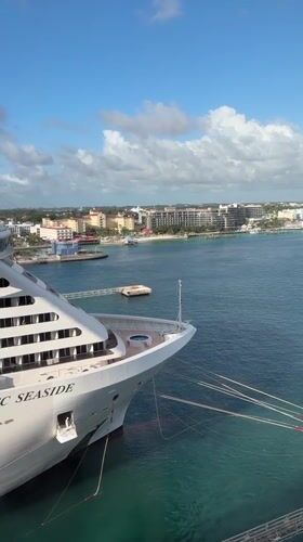 MSC Seaside cruise ship docked at Nassau port