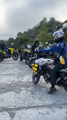Motorcycle group gathers at scenic Kintamani mountain overlook