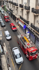 Emergency vehicles respond on narrow Buenos Aires street
