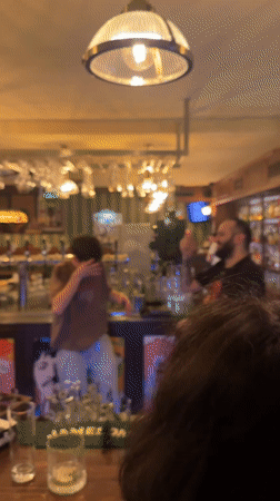 Traditional dinner with beer photographed at Yerevan restaurant