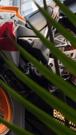 Honda Repsol motorcycle on display in Pokhara showroom