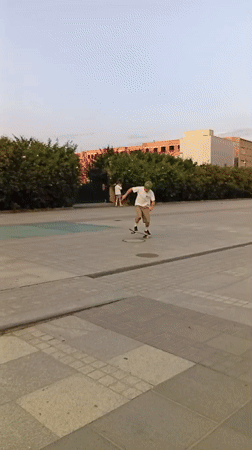 Skate session at Wrocław's plaza, dwarves and all