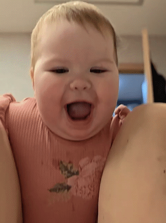 Baby's morning playtime captured in Chaikovsky, Russia