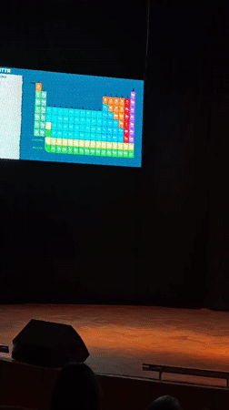 Man gives presentation at Vinnytsia theater