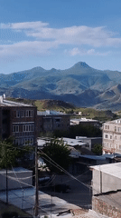 Dawn townscape view recorded in Yeghegnadzor, Armenia