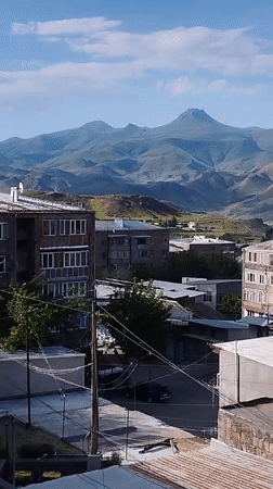 Dawn townscape view recorded in Yeghegnadzor, Armenia