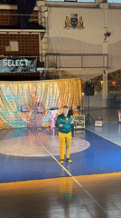 Circus performers entertain crowds on basketball court in Budva
