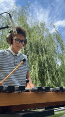 Xylophone playing in a Moscow courtyard, mid-morning