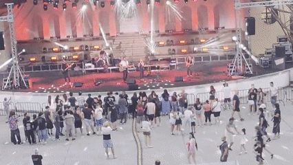 Live band performs outdoor concert in Haskovo, Bulgaria