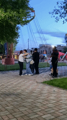Evening at amusement park in Gyumri, Armenia