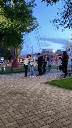 Evening at amusement park in Gyumri, Armenia