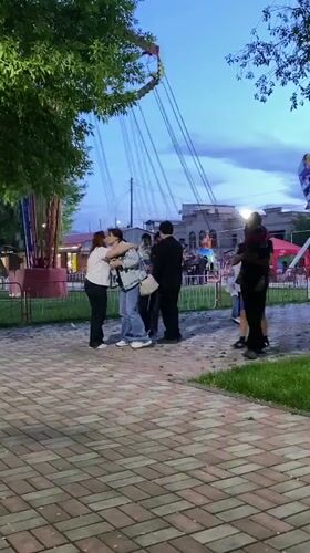 Evening at amusement park in Gyumri, Armenia
