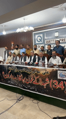 Press conference held at Quetta Press Club with Urdu banner