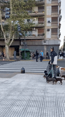 Man records street selfie video in Buenos Aires