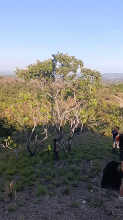 Mountain biking group gathers at hilltop cross in Tinaquillo