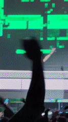 Live arena concert in Madrid with retro visual stage design