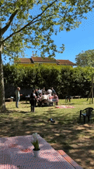 Backyard gathering captured on sunny afternoon in Aprilia, Italy
