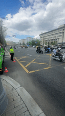 Motorcycle parade proceeds through central Moscow streets