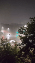 Stormy summer evening across Izhevsk streets and skylines