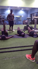 Fitness session observed at indoor gym facility