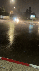 Rainy night flooding observed on Safi street