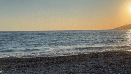 Sunset beach activity captured across Fethiye, Turkey coastline