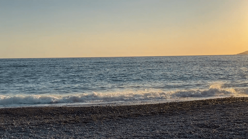 Sunset beach activity captured across Fethiye, Turkey coastline