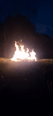 Nighttime bonfire documented in Vallecito, Venezuela countryside