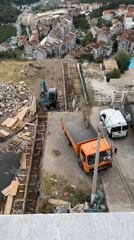 Excavator work and hillside construction along the Montenegro coast