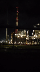 Industrial plant operates at night in Pavlodar, Kazakhstan