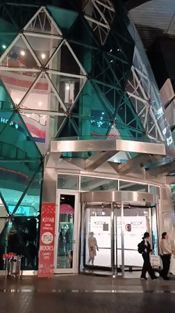 Evening foot traffic observed at Baku shopping center dome