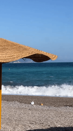Beach day captured at Prijevor, Montenegro seaside resort