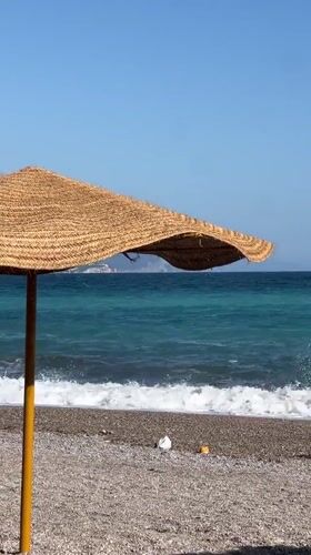 Beach day captured at Prijevor, Montenegro seaside resort