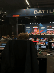 Production crew manages arm wrestling event broadcast in Cologne
