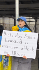 Pro-Ukraine protesters demonstrate outside UN Headquarters in NYC