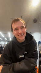 Young man performs playful antics in Krasnoyarsk store