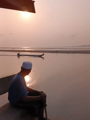 Sunset on the waterfront in Muara Siberut, daily life unfolding