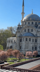 Historic mosque documented under clear skies in Istanbul district